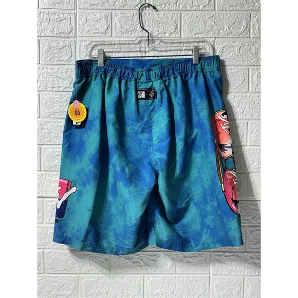 New w/ Tags - MTV x POINTZERO Men's Blue Tie Die Swim Trunks Size M - Picture 2 of 9